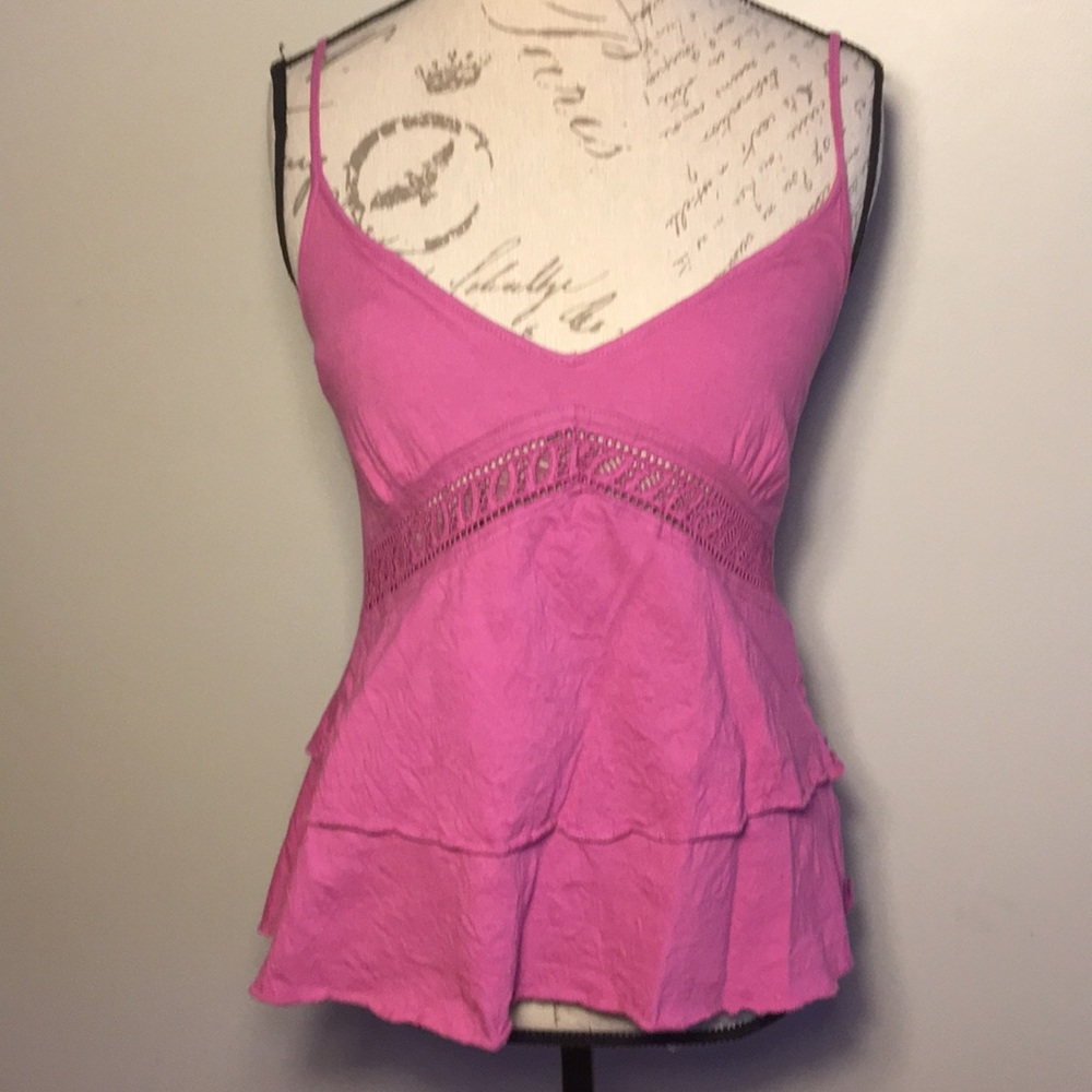 Zara Collection tiered fuchsia tank top M